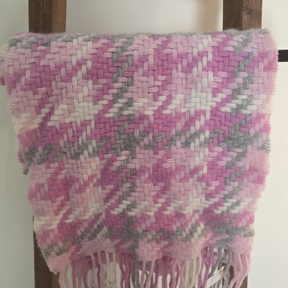 Charter Club Pink and Gray Plaid 100% Cashmere Scarf